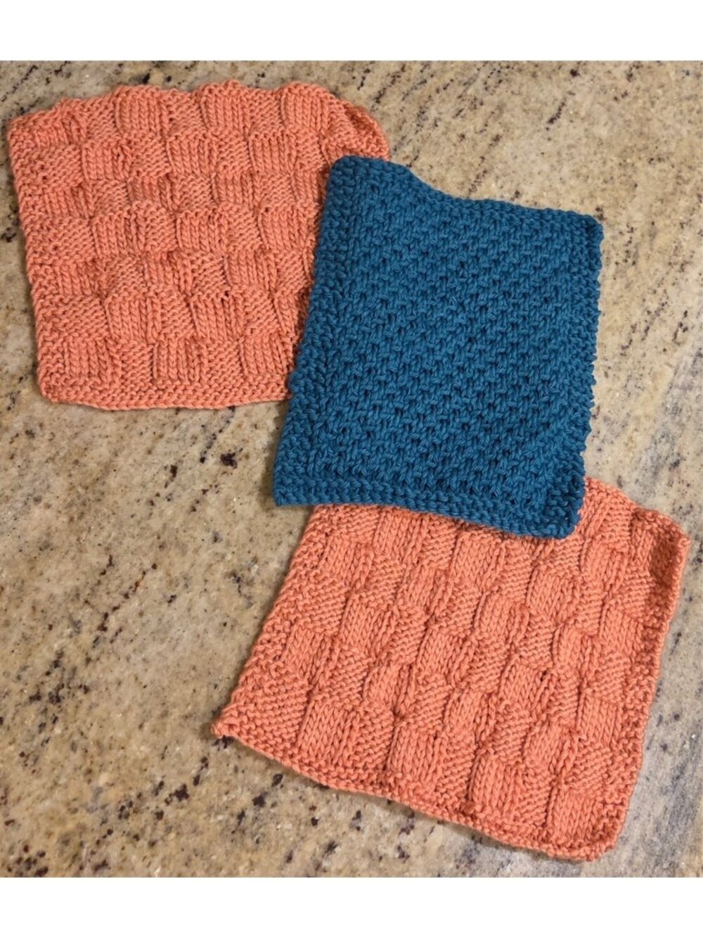 Lot of 3 Florida Colors Miami Teal Orange 100% Cotton Dishclothes Dolphins Knit